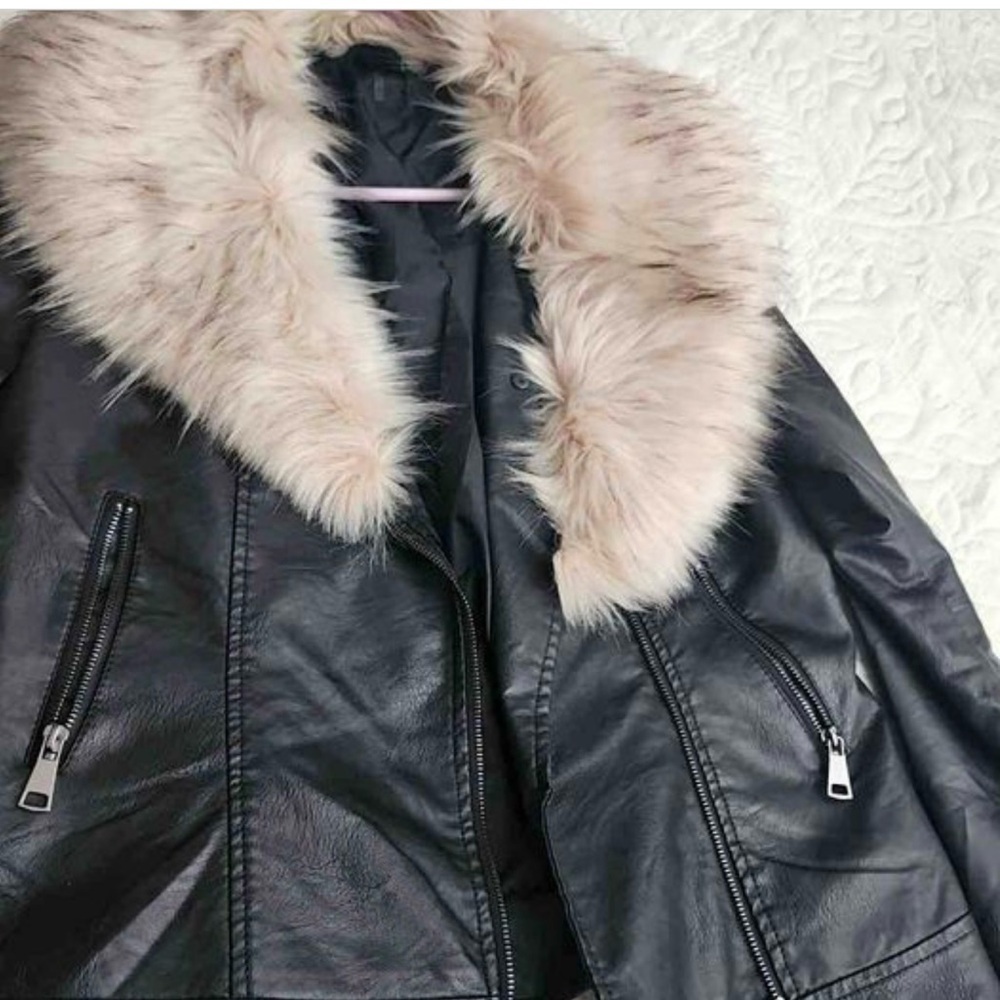 Jacket with fur beautiful black jacket